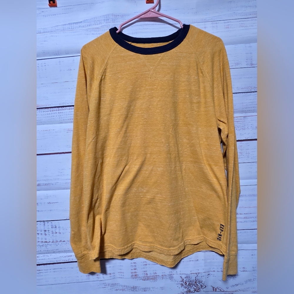 Express Mustard Long Sleeve Tee with Black Trim
